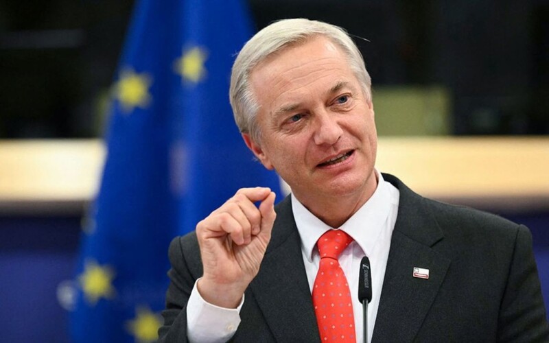 Chile's President-elect Jose Antonio Kast delivers a speech during a Transatlantic Summit at The European Union (EU) Headquarters in Brussels on February 3, 2026. (Photo by NICOLAS TUCAT / AFP)